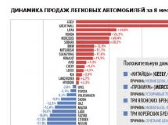 Динамика рынка России за 8 месяцев 2013 года по маркам