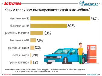 Какой тип топлива используют россияне для заправки автомобилей?