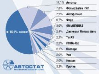 Структура производства легковых автомобилей в РФ в 2010 году
